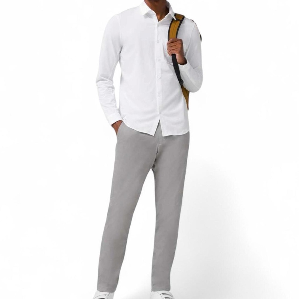 Lululemon Commission Pant Slim Oxford Gull Grey/White Men’s Size W34 L32 Golf - Picture 2 of 12